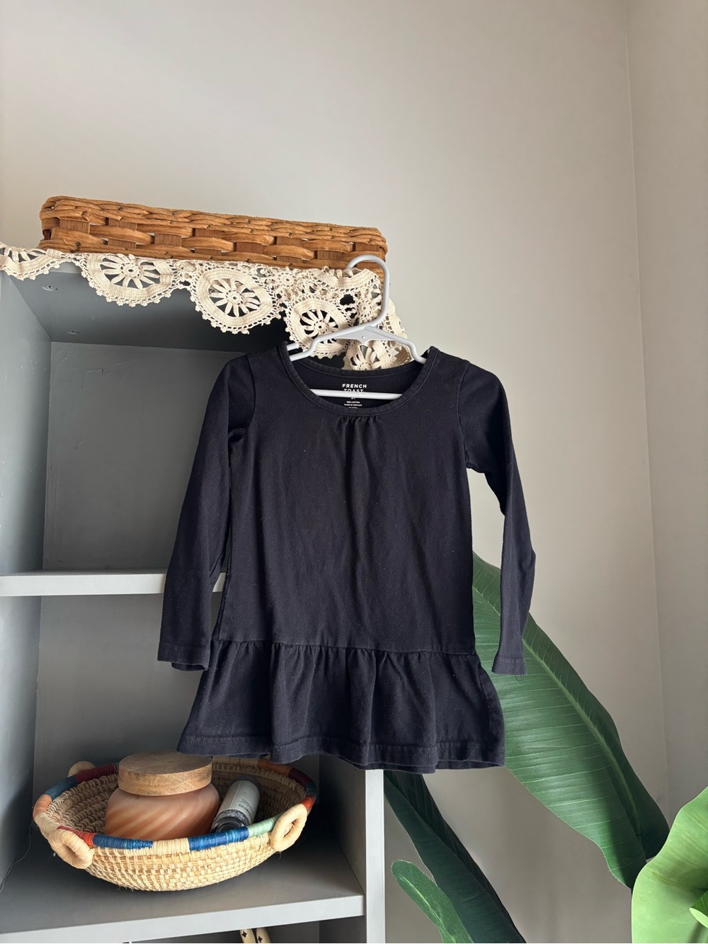 french toast black peplum longsleeve tee for toddler